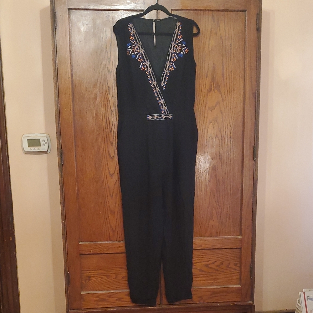 12TH STREET SIZE LARGE Embroidered Black Jumpsuit